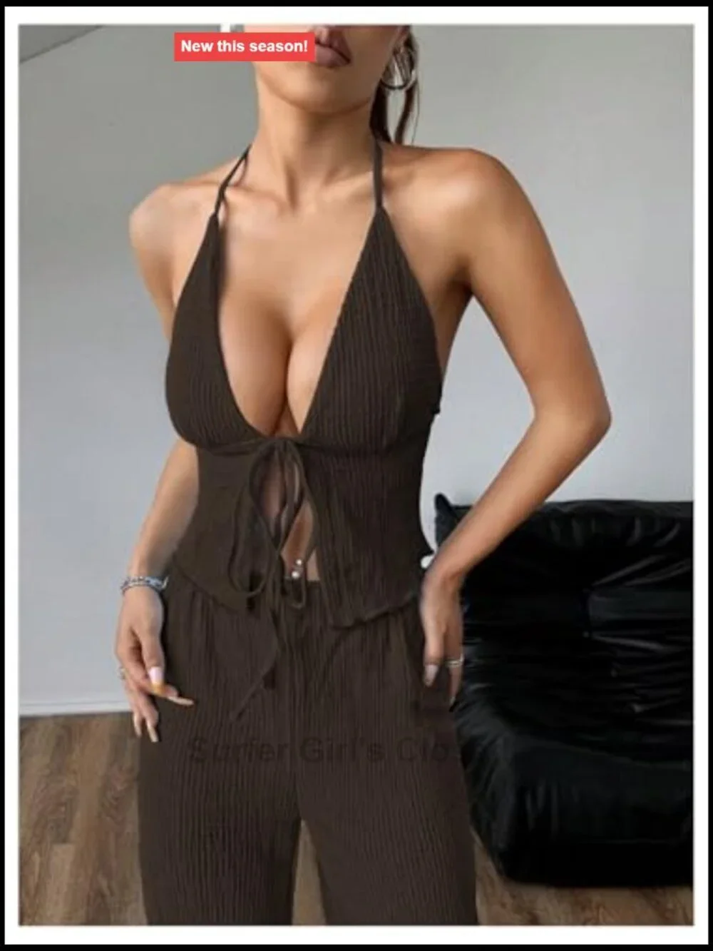 2 Piece Camisole Pants Set Halter Top Wide Leg Pant Summer Outfit